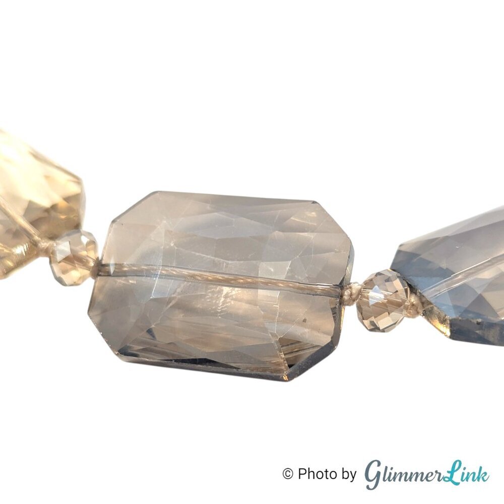 Smokey Champagne Acrylic Statement Necklace Faceted Rectangle Beads - Picture 5 of 11